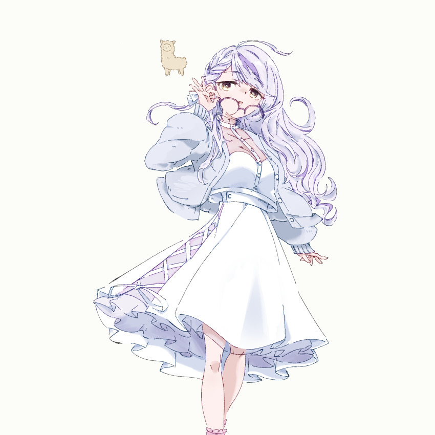 1girl, braid, breasts, buranka, cardigan, cleavage, commentary_request, cross-laced_clothes