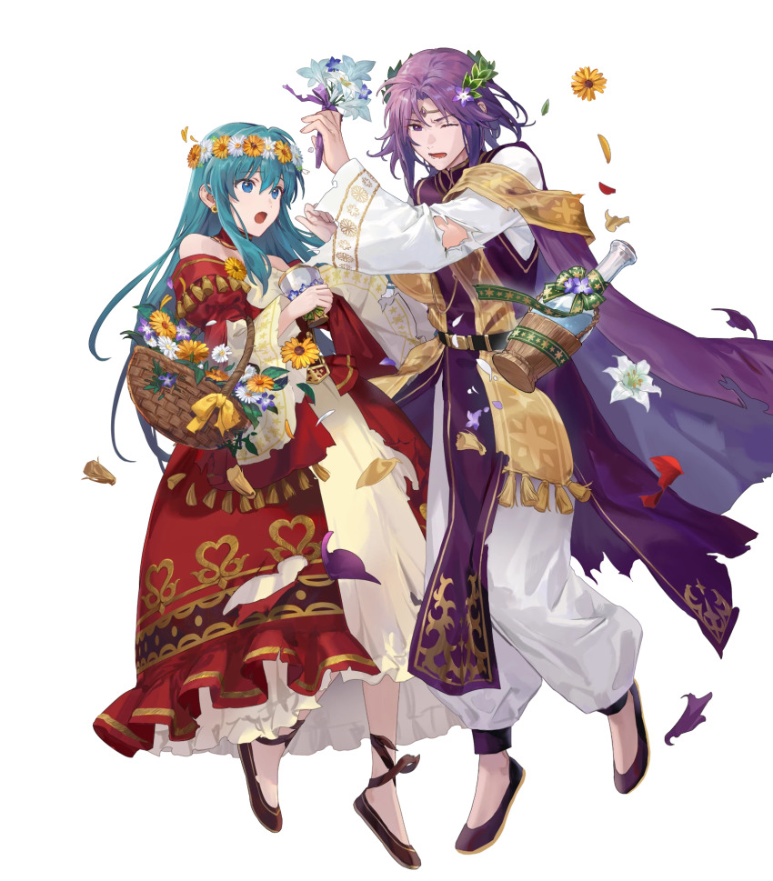 1boy, 1girl, aqua_hair, eirika_(fire_emblem), eirika_(valentine)_(fire_emblem), elbow_carry, fire_emblem, fire_emblem:_the_sacred_stones