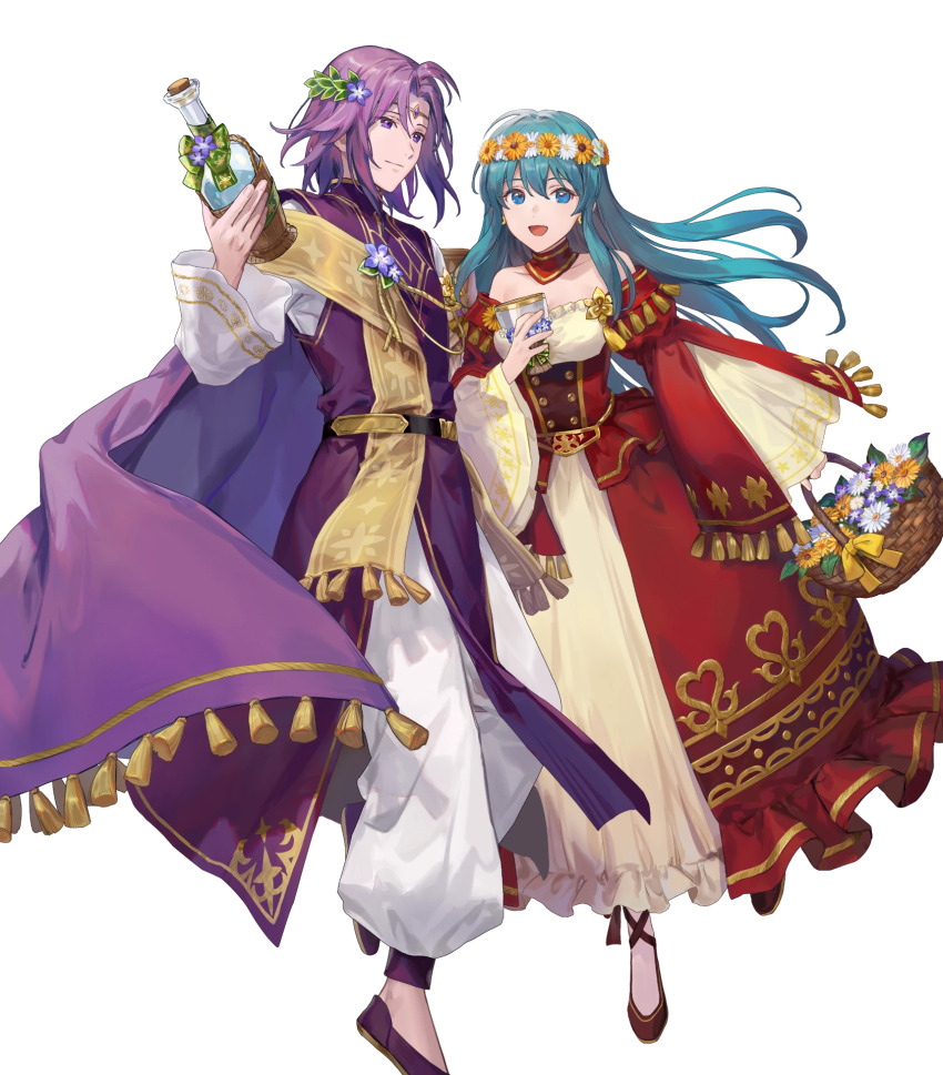 1boy, 1girl, aqua_hair, eirika_(fire_emblem), eirika_(valentine)_(fire_emblem), fire_emblem, fire_emblem:_the_sacred_stones, fire_emblem_heroes