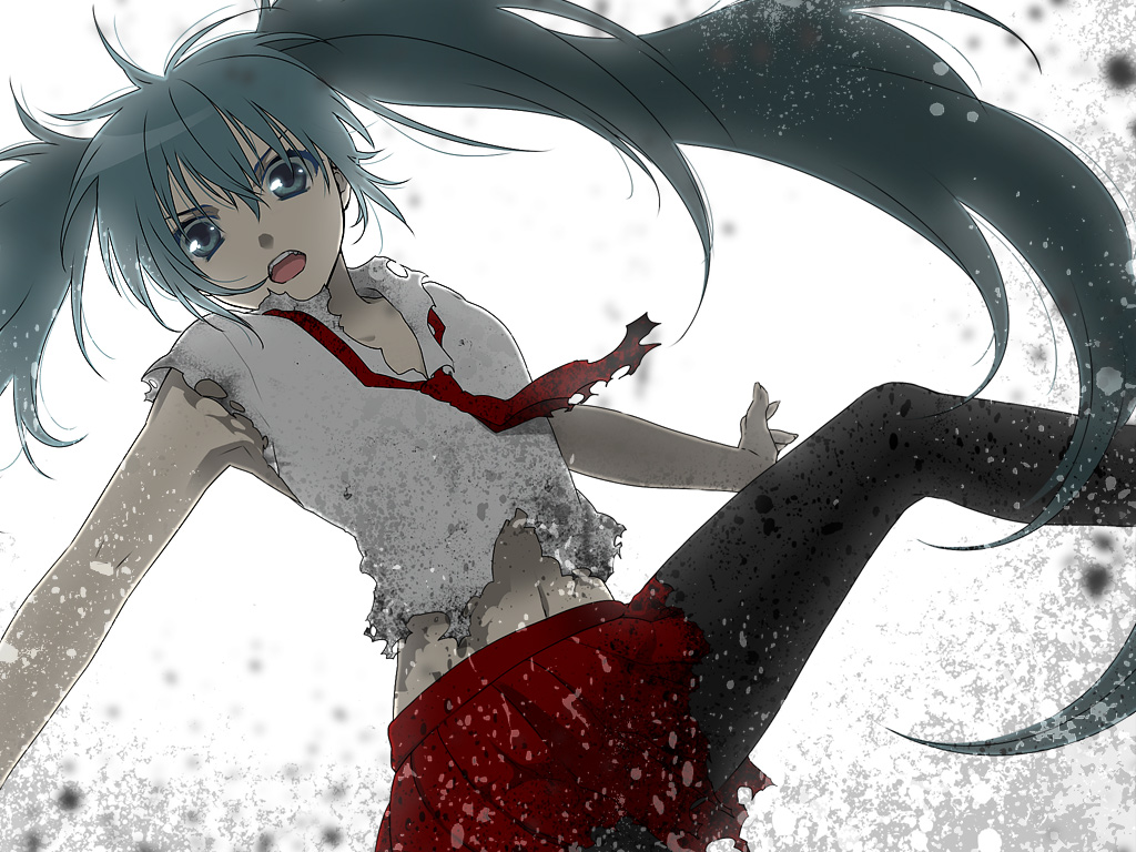 1girl, aqua_eyes, aqua_hair, female_focus, hatsune_miku, konno_rei, leg_lift, leg_up