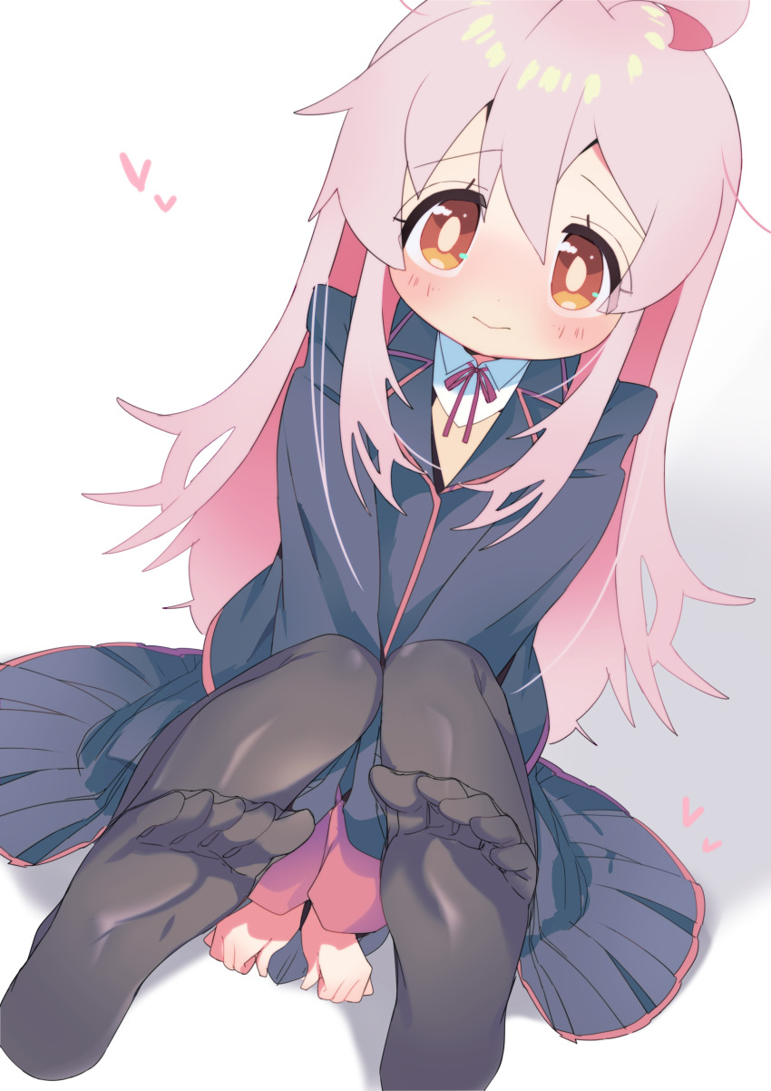 1girl, absurdres, ahoge, black_jacket, black_pantyhose, black_skirt, blush, brown_eyes