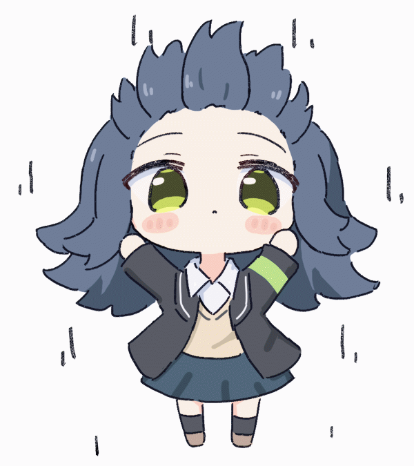 1girl, :<, animated, animated_gif, armband, arms_up, black_jacket, black_socks