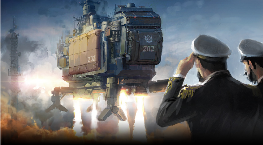 2boys, adjusting_clothes, adjusting_headwear, aircraft, airship, bad_link, bad_reddit_link, battleship