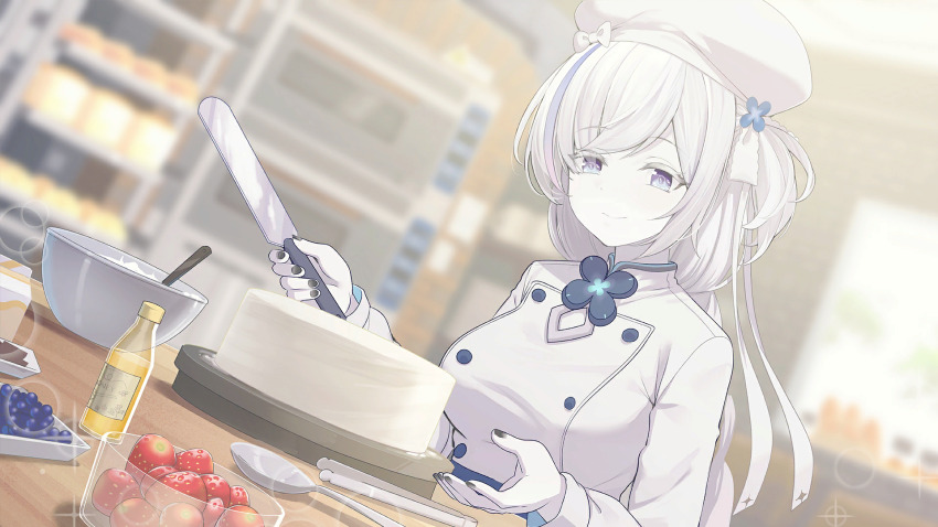 1girl, aged_up, artist_request, azur_lane, black_nails, blue_eyes, blue_hair, blueberry