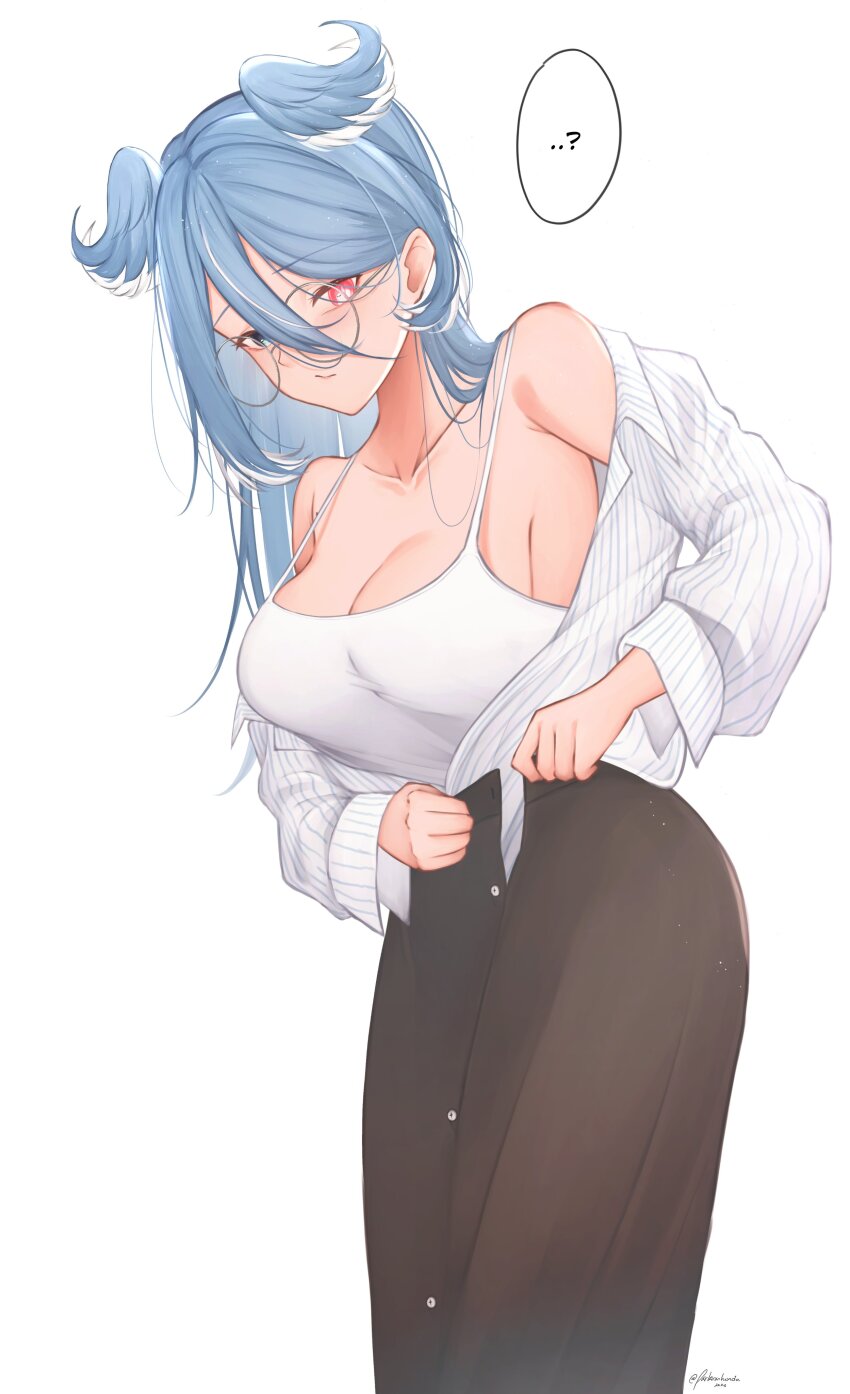 1girl, absurdres, aqua_eyes, bare_shoulders, blue_hair, blue_wings, breasts, bright_pupils