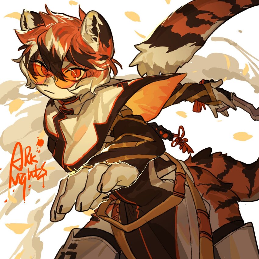 1girl, animal_ears, arknights, bad_id, bad_twitter_id, chinese_commentary, claws, commentary_request