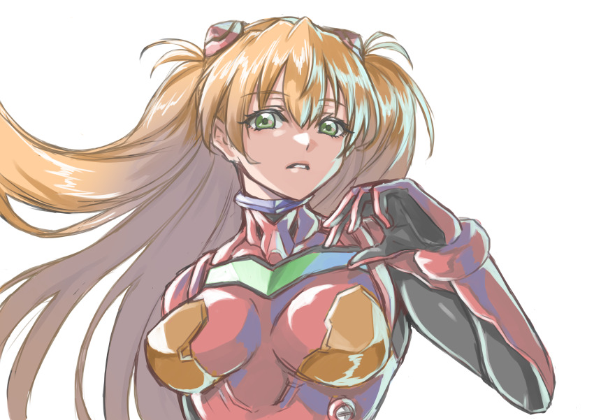 1girl, absurdres, blue_eyes, bodysuit, breasts, brown_hair, floating_hair, hair_ornament