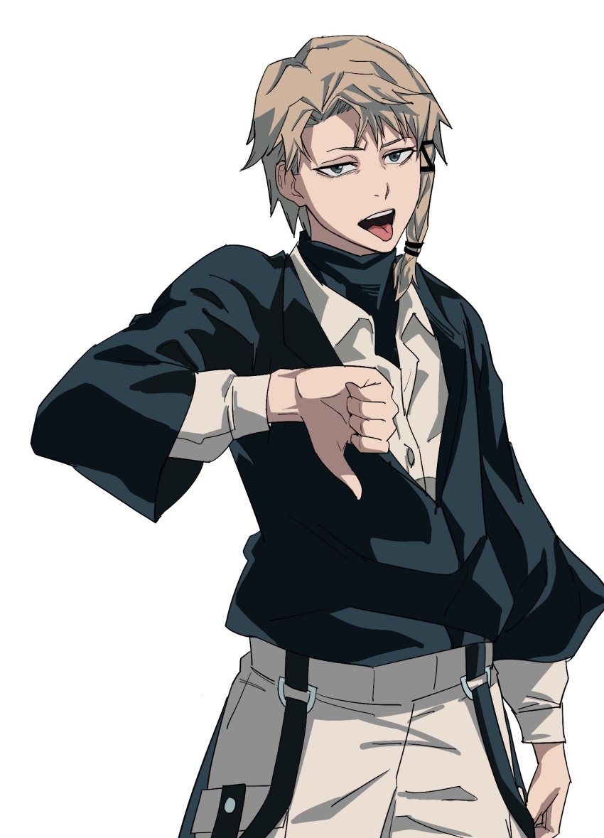 1boy, blue_eyes, brown_hair, cerovein, collared_shirt, eyelashes, highres, japanese_clothes