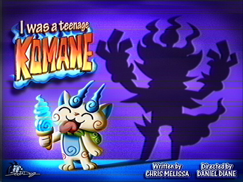 closed_eyes, ice_cream_cone, komasan, shadow, shishikoma, tongue, tongue_out, youkai_watch