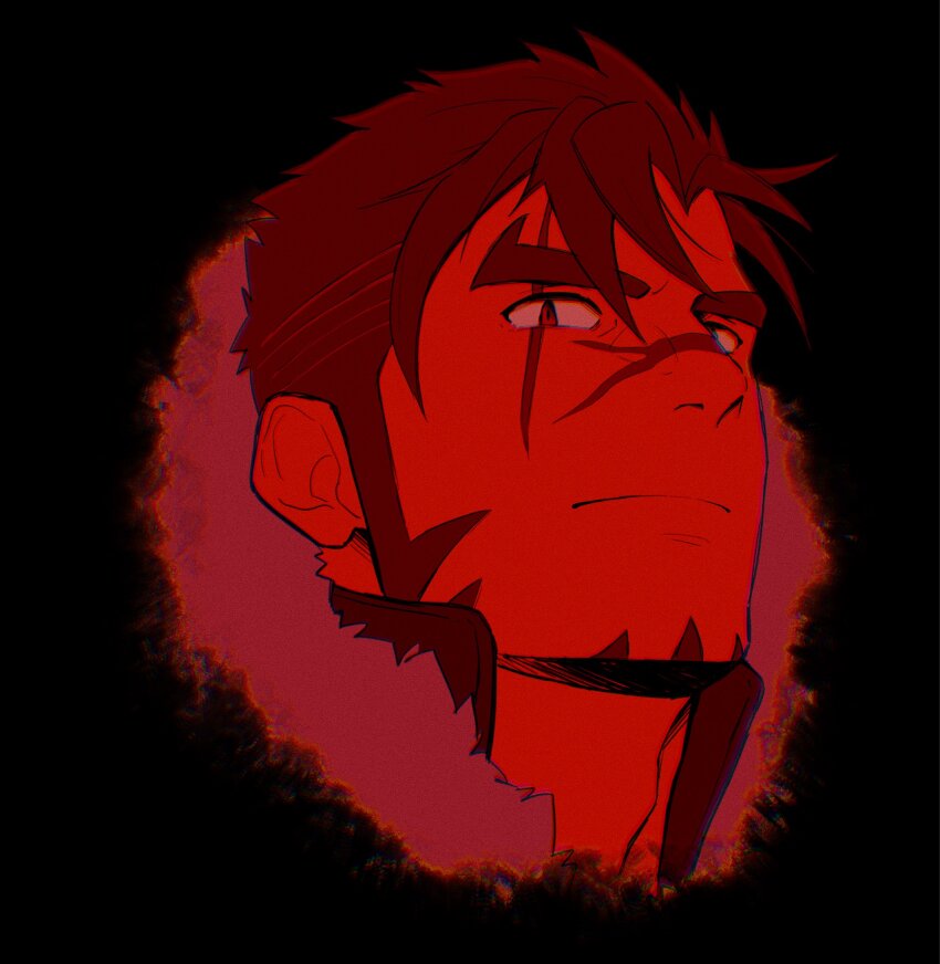 1boy, adam's_apple, akashi_(alter)_(live_a_hero), bara, cropped_head, facial_hair, goatee, head_tilt