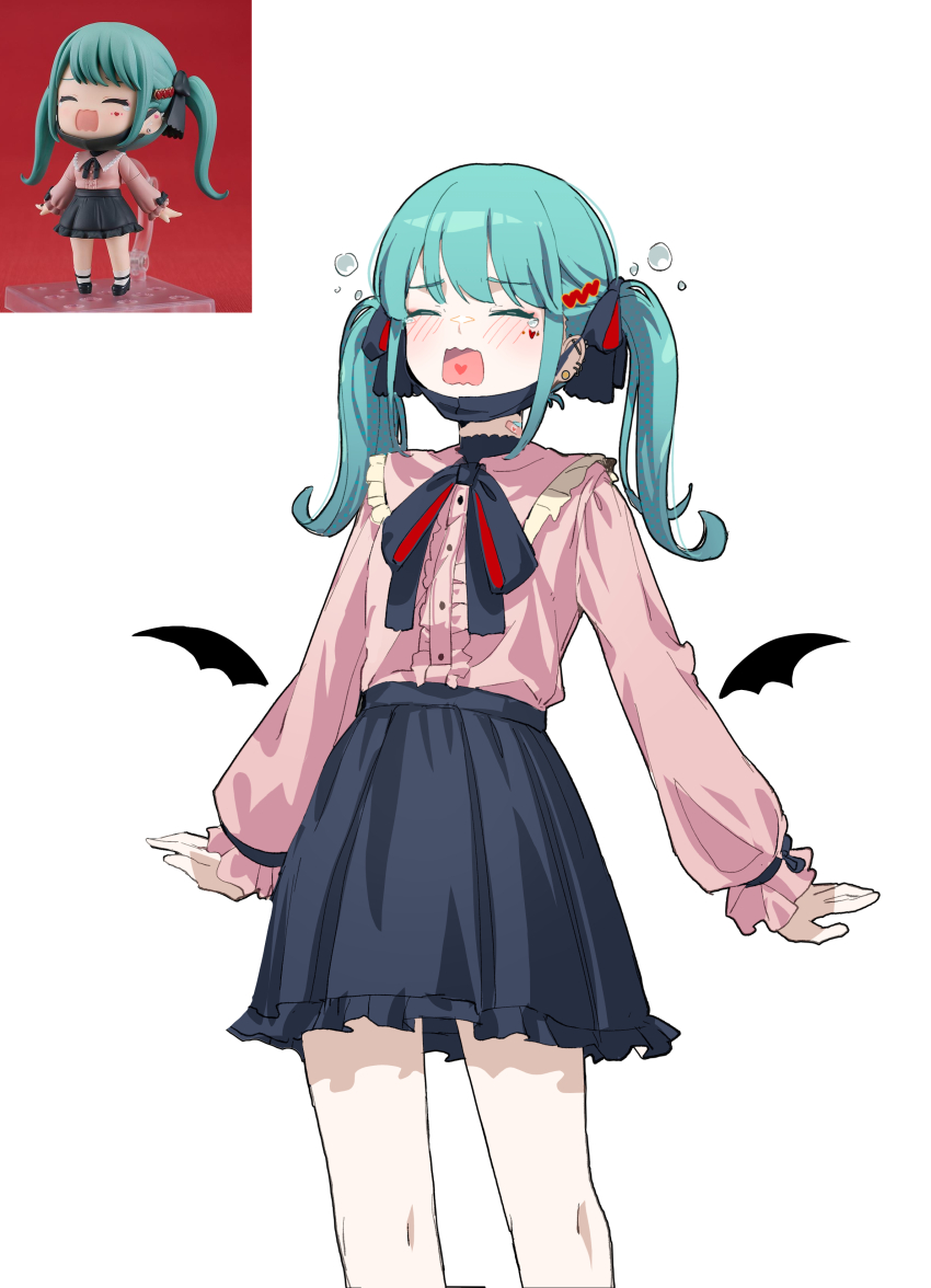 1girl, absurdres, alternate_costume, alternate_hair_length, alternate_hairstyle, aqua_hair, bandaid, bandaid_on_neck
