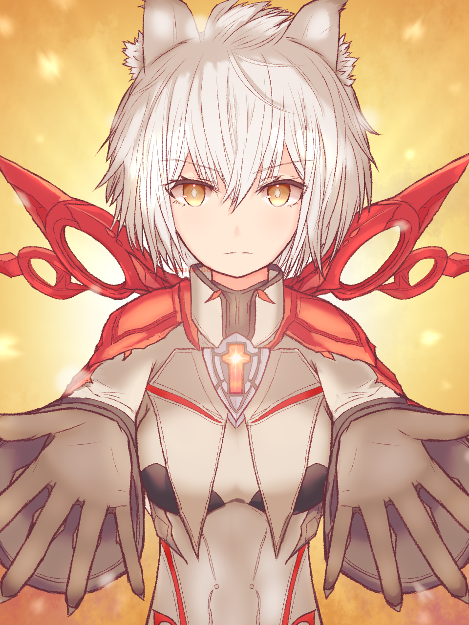 alpha_(xenoblade), alternate_costume, alvis_(xenoblade), azure_88, breasts, cat_girl, chest_jewel, commentary