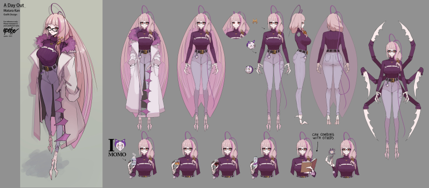 1girl, absurdres, antenna_hair, arthropod_boy, arthropod_girl, arthropod_limbs, artist_name, book