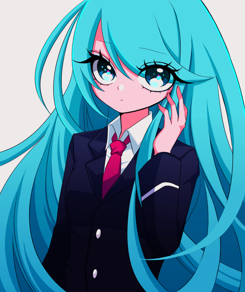 1girl, aoi_shouko, bad_id, bad_pixiv_id, bemani, blue_hair, blue_jacket, closed_mouth