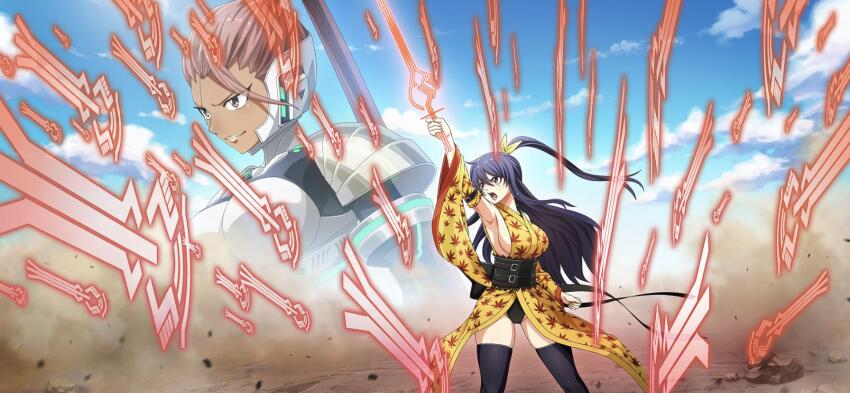 2girls, breasts, eden's_zero, highres, homura_kogetsu, large_breasts, long_hair, multiple_girls