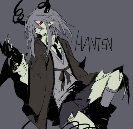 1girl, demon, demon_girl, demon_horns, demon_tail, demon_wings, flat_color, funamusea