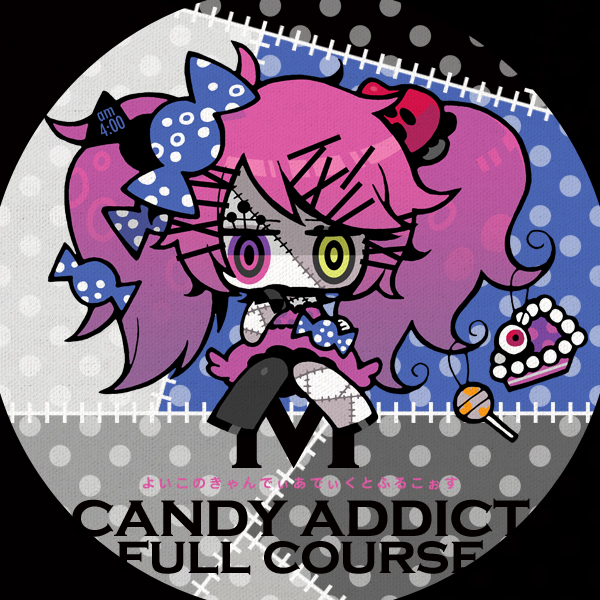 1girl, alternate_costume, candy, candy_addict_full_course_(vocaloid), english_text, female_focus, food, full_body