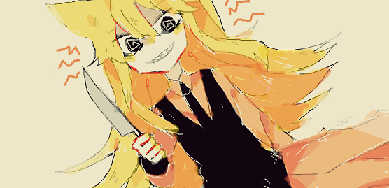 1girl, @_@, animal_ears, blonde_hair, collared_shirt, funamusea, holding, holding_knife