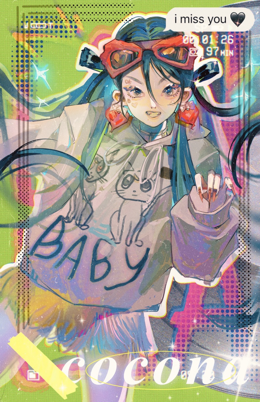 1girl, battery_indicator, black_eyes, black_hair, bow, character_name, chinese_commentary, claw_pose