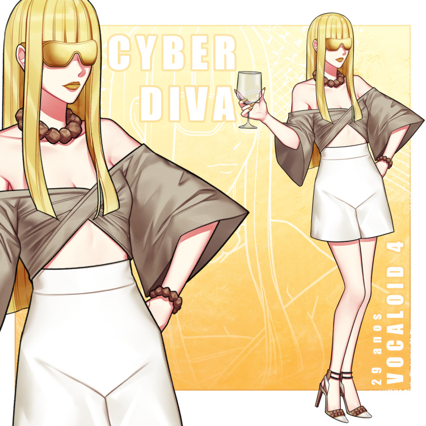 1girl, bead_bracelet, bead_necklace, beads, blonde_hair, blunt_bangs, blunt_sidelocks, border