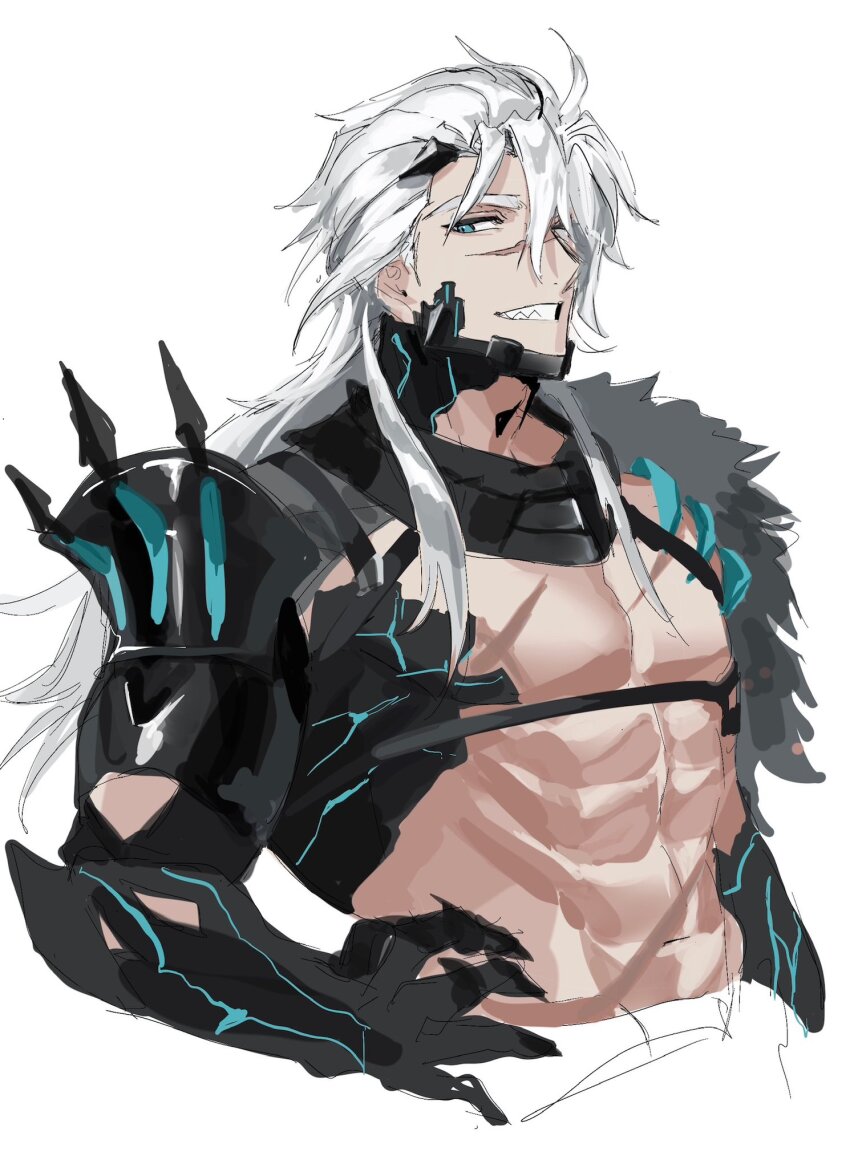 003_ssq, 1boy, abs, alchemy_stars, bara, bare_pectorals, barton_(alchemy_stars), claws