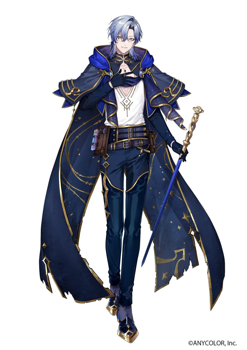 >:), 1boy, belt, belt_buckle, belt_pouch, black_belt, black_gloves, black_pants