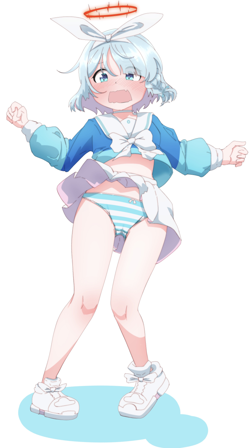 1girl, absurdres, arona_(blue_archive), blue_archive, blue_eyes, blue_hair, blush, braid