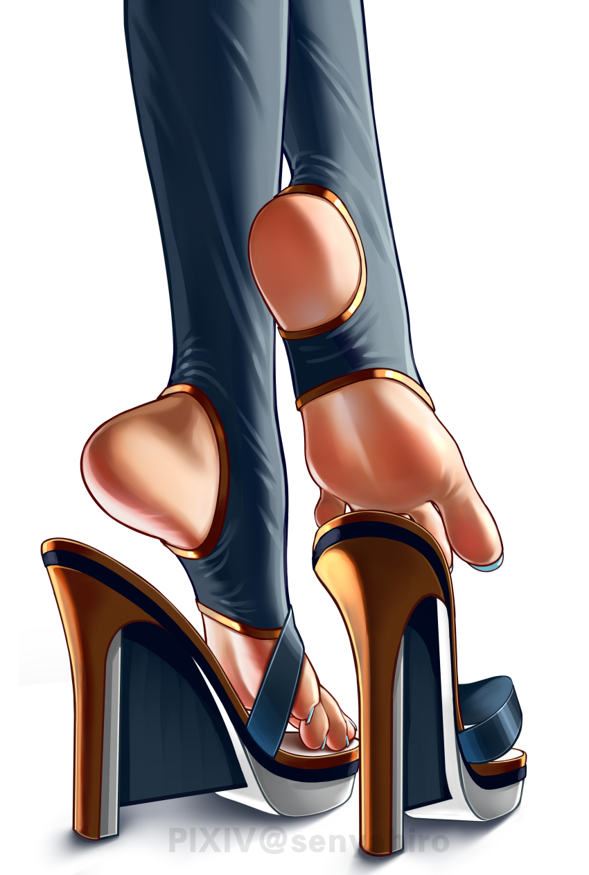 1girl, absurdres, blue_nails, chinese_commentary, commentary_request, crossed_legs, feet, feet_only