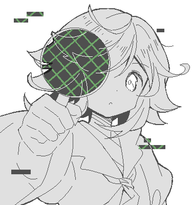 1other, androgynous, ascot, chinese_commentary, commentary_request, holding, holding_magnifying_glass, houlen_yabusame