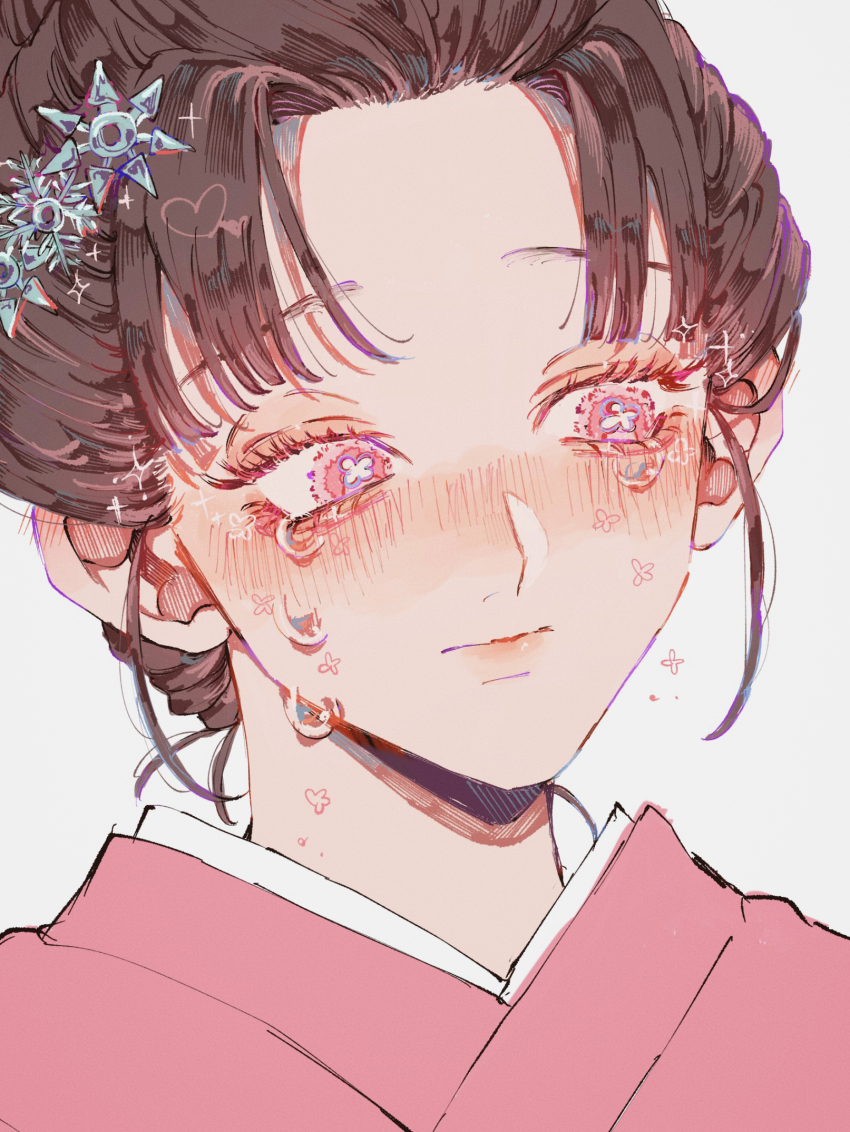 1girl, blush, brown_hair, closed_mouth, crying, hair_ornament, highres, japanese_clothes