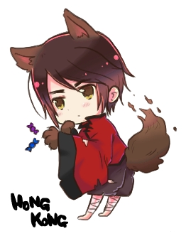 1boy, animal_ears, animal_hands, axis_powers_hetalia, bandages, blush, brown_hair, candy, chinese_clothes, food, halloween, hong_kong_(hetalia), kaoru_(iris), lowres, male_focus, solo, tail, torn_clothes, werewolf, wolf_ears, wolf_tail, yellow_eyes