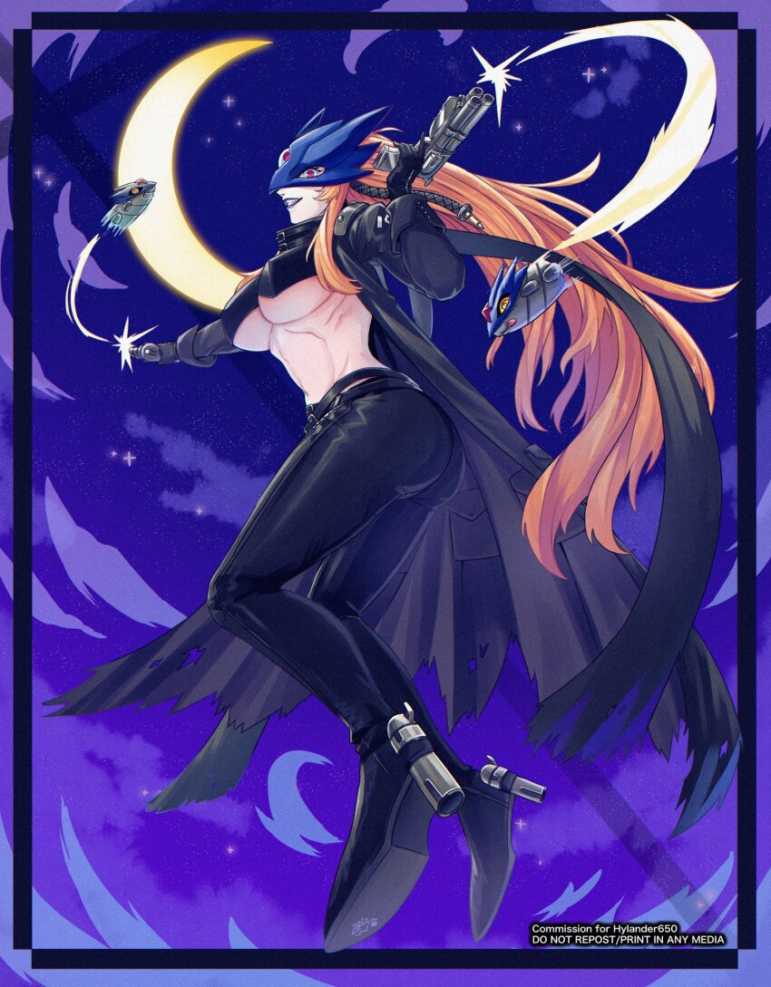 beelstarmon, belt, black_boots, boots, breasts, digimon, dragonwilbert, eye_mask