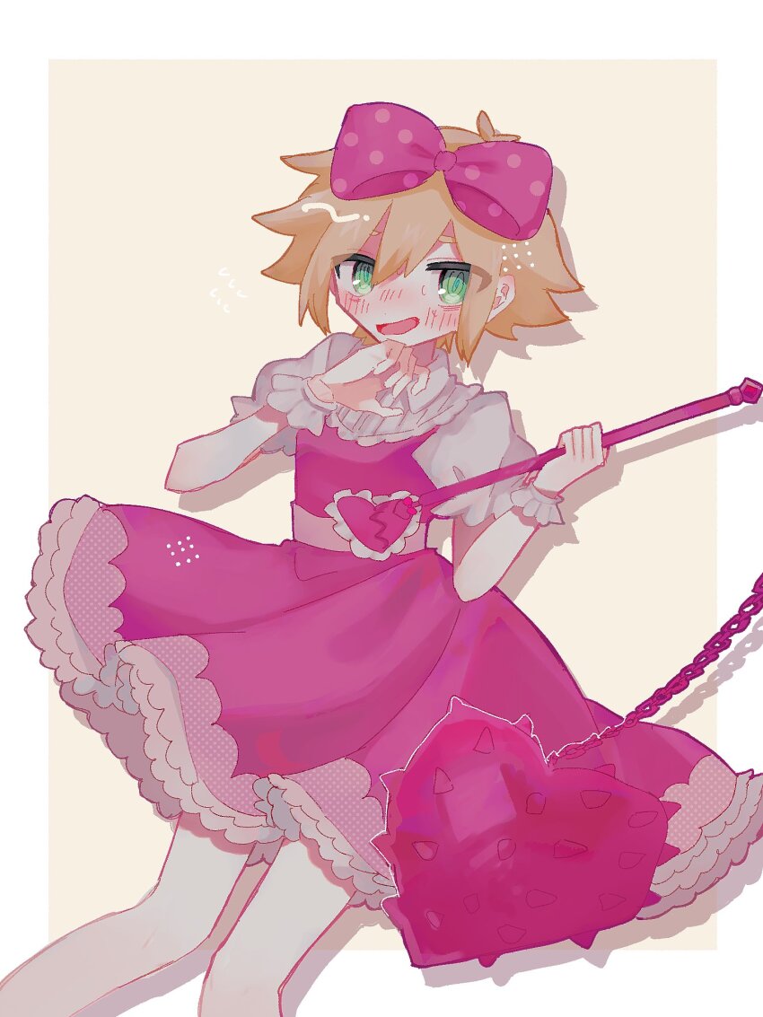 1boy, alternate_costume, antenna_hair, basil_(faraway)_(omori), basil_(omori), belt, blonde_hair, blush