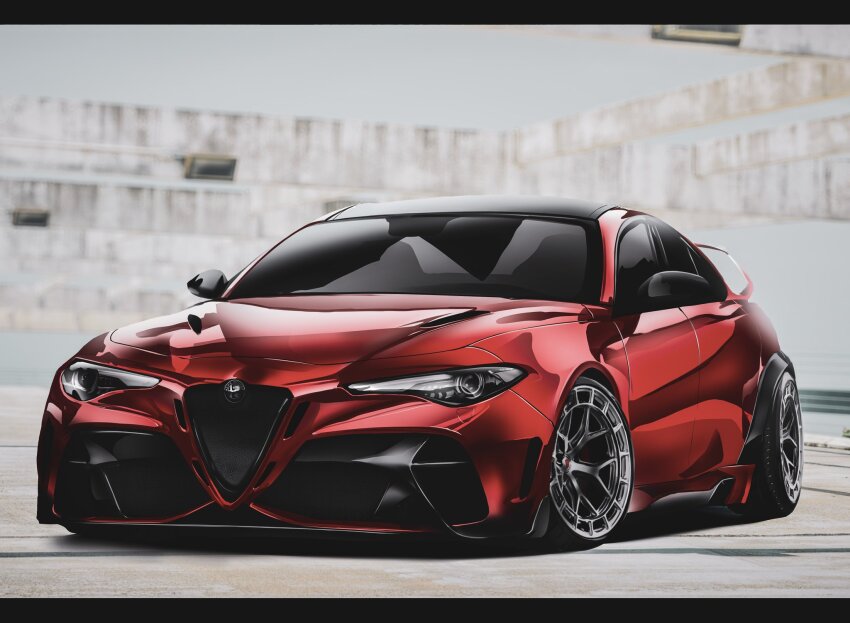 alfa_romeo, alfa_romeo_giulia, alfa_romeo_giulia_quadrifoglio, blurry, blurry_background, car, commission, highres