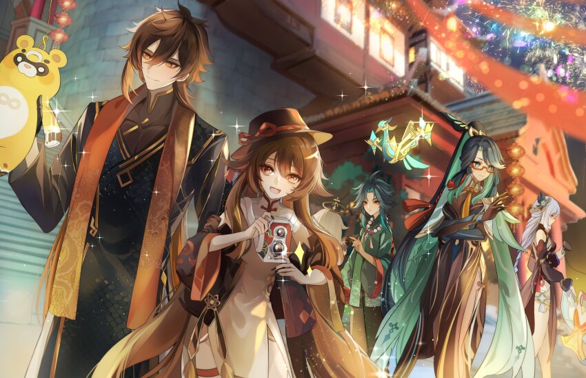 absurdres, ahk_dh, alternate_costume, aqua_eyes, aqua_hair, architecture, bare_shoulders, bead_necklace