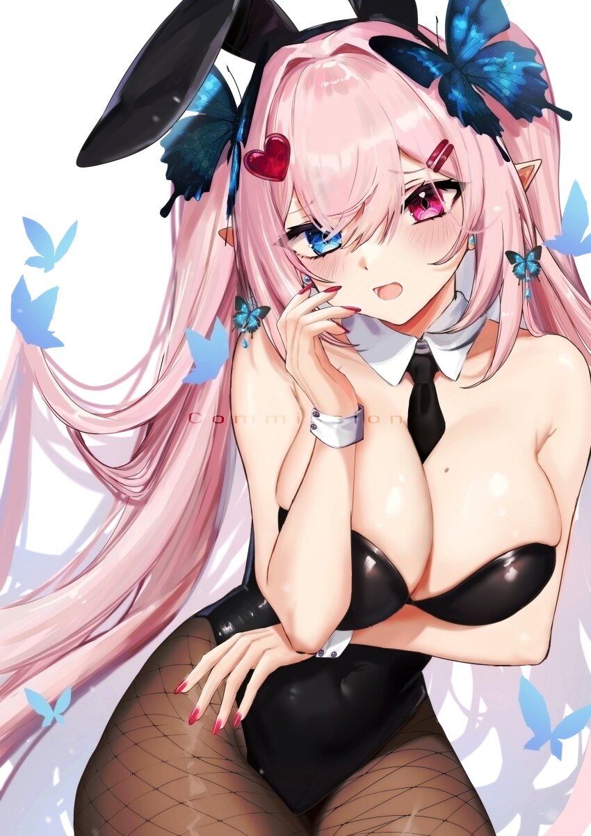 1girl, absurdres, animal_ears, arm_under_breasts, black_leotard, blue_eyes, breasts, bug