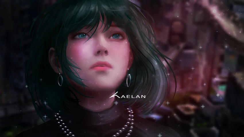 1girl, absurdres, bead_necklace, beads, blunt_bangs, commentary_request, earrings, fubuki_(one-punch_man)