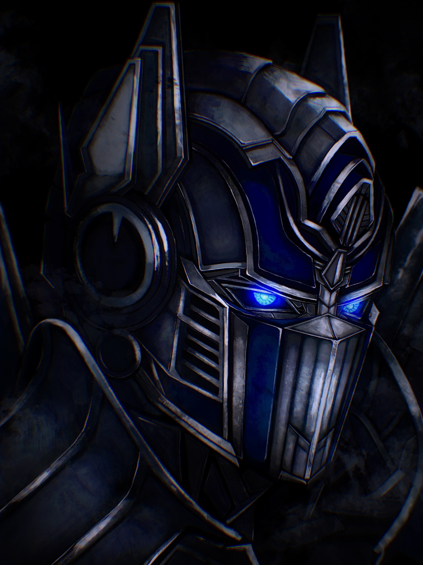 absurdres, autobot, black_background, glowing, glowing_eyes, highres, looking_ahead, mecha