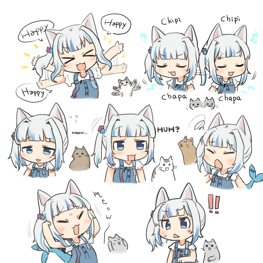 !, !!, 1girl, absurdres, animal_ears, blue_eyes, blue_hair, blunt_bangs