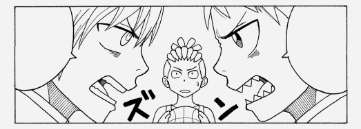 3boys, arthur_boyle, en'en_no_shouboutai, looking_at_another, monochrome, montgomery_ogun, multiple_boys, sharp_teeth