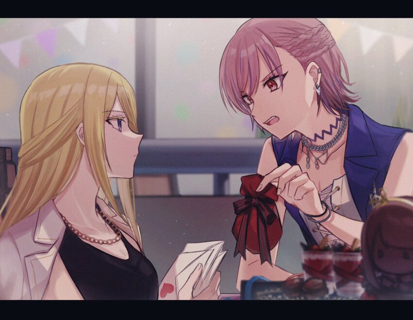 aoki_shizumi, blonde_hair, closed_mouth, d4dj, earrings, highres, jacket, jewelry