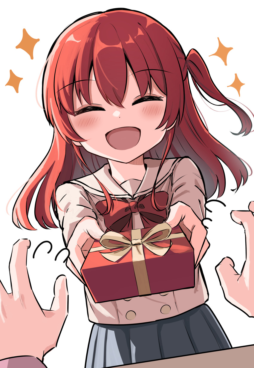 2girls, 5alive, absurdres, blush, bocchi_the_rock!, bow, bowtie, box