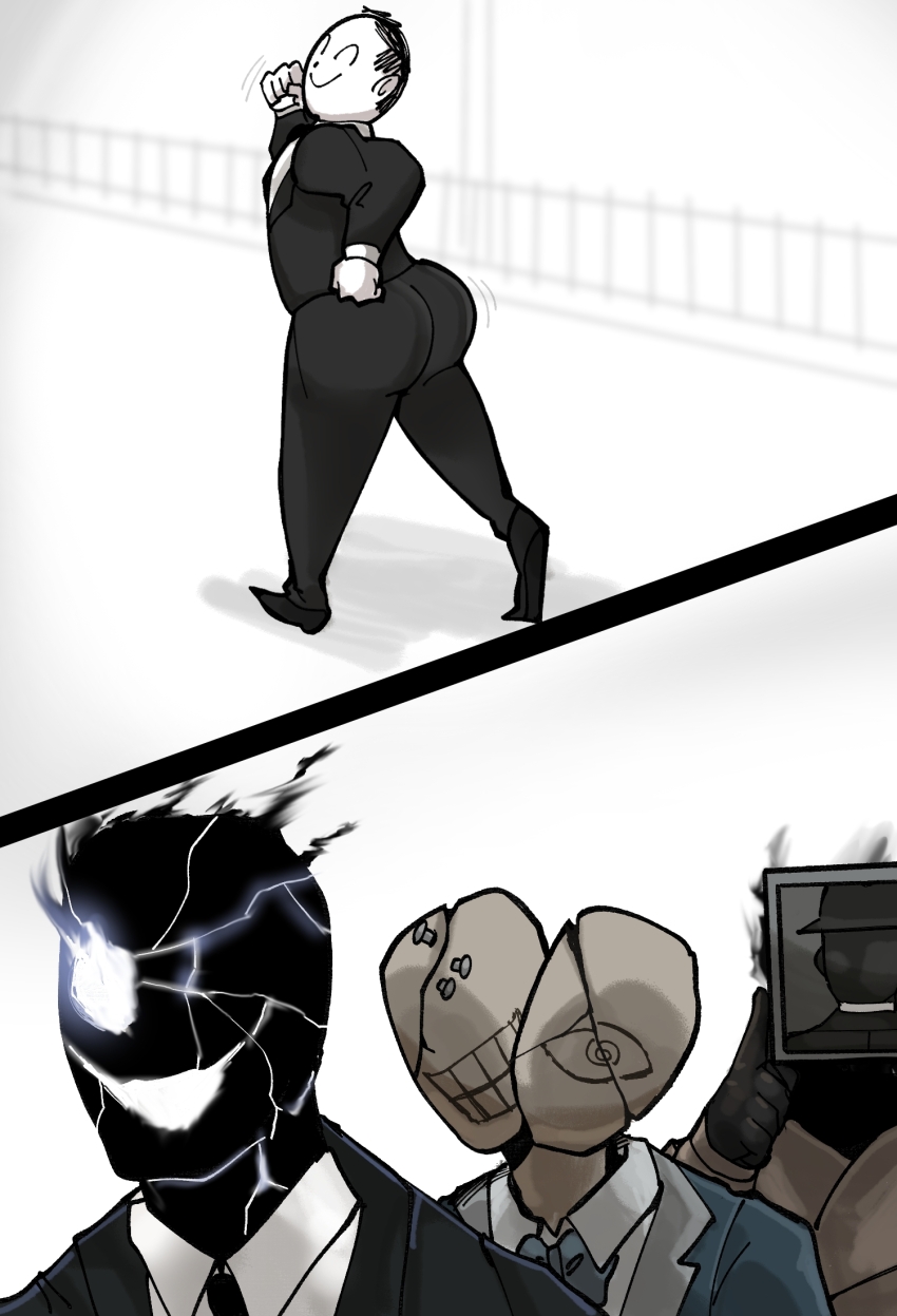 4boys, ass, axel_in_harlem_(meme), black_gloves, black_jacket, black_suit, black_suit_(blue_archive), blue_archive
