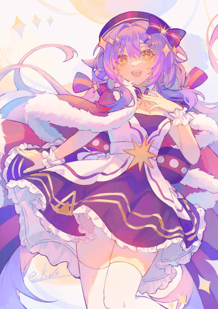 1girl, :d, absurdres, beret, black_dress, black_hat, bow, breasts