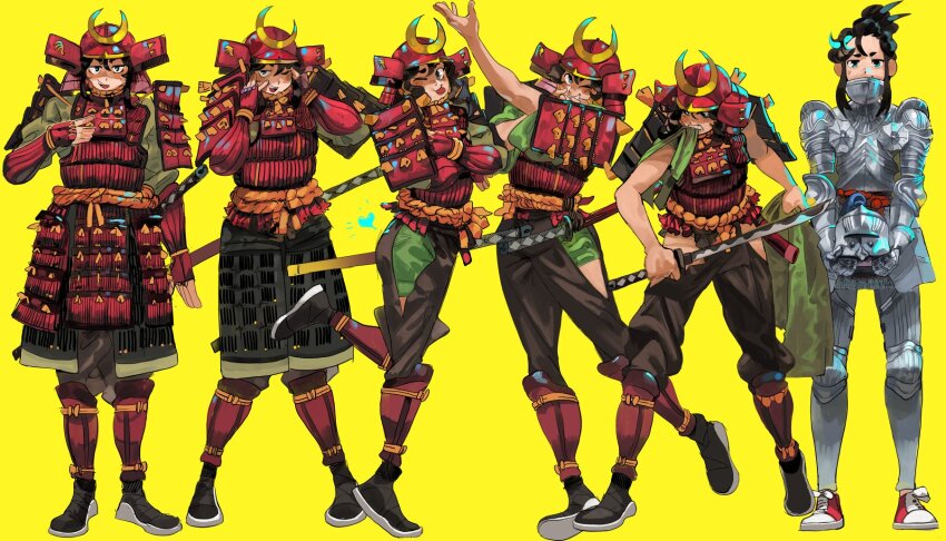 1girl, ;d, ;p, arm_at_side, arm_out_of_sleeve, armor, bare_arms, biting