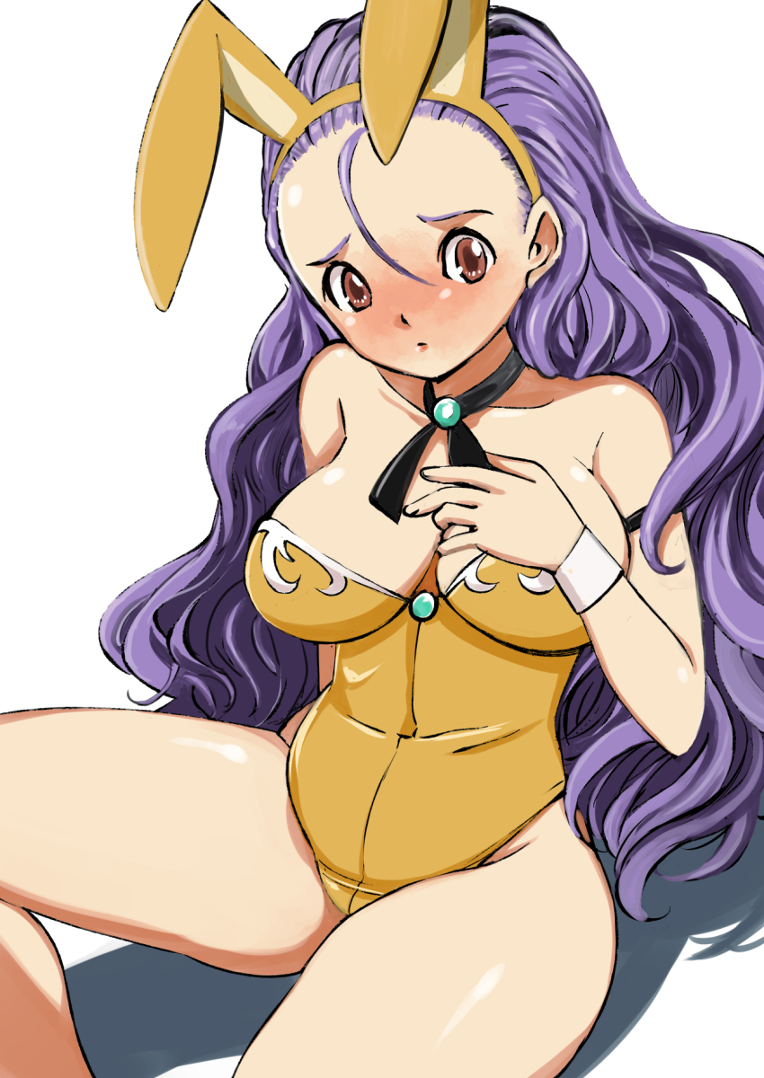 1girl, animal_ears, breasts, closed_mouth, fake_animal_ears, furrowed_brow, hair_between_eyes, hairband