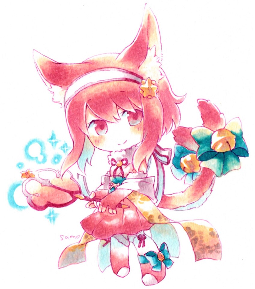 1girl, animal_ears, bell, cat_ears, cat_paw, cat_tail, fingerless_gloves, fire_emblem