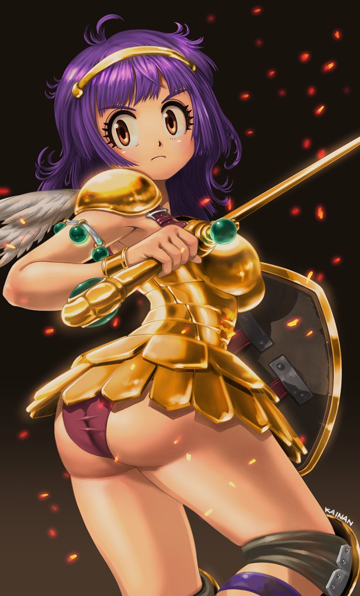 1girl, armor, artist_name, ass, athena_(series), bikini, breasts, highres