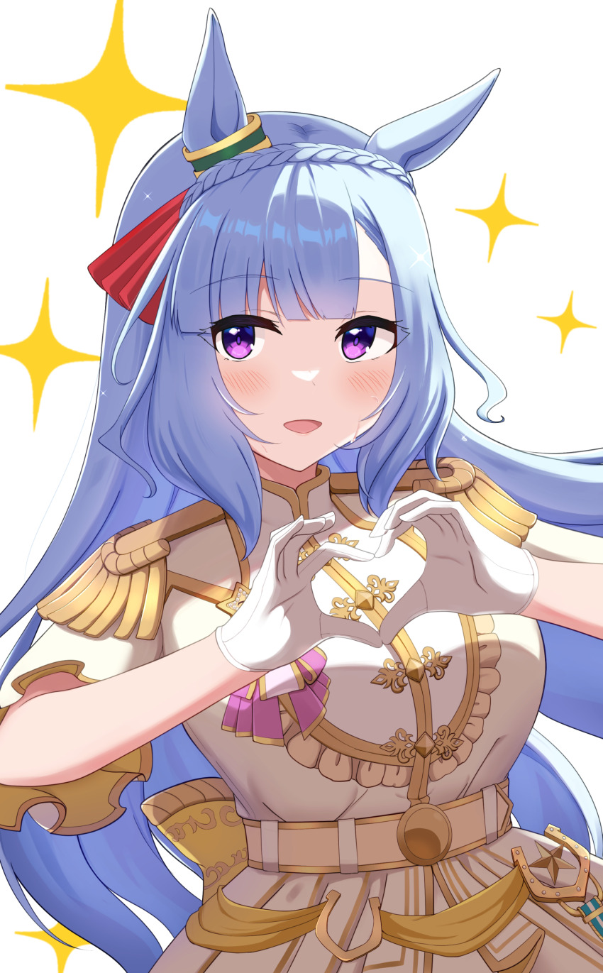 1girl, absurdres, animal_ears, blue_hair, braid, crown_braid, gloves, highres