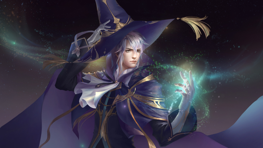 1boy, ap_(ratty686), arm_up, ascot, brown_eyes, cape, gloves, gold_trim